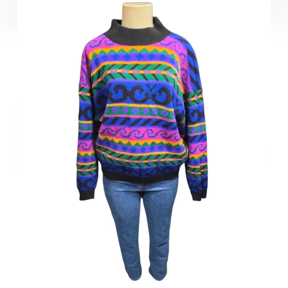 Jessica Robert’s Womens Vintage Geometric Knit Sweater